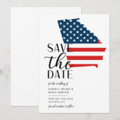 Patriottische Amerikaanse staat Georgia bestemming Save The Date (Voorkant / Achterkant)