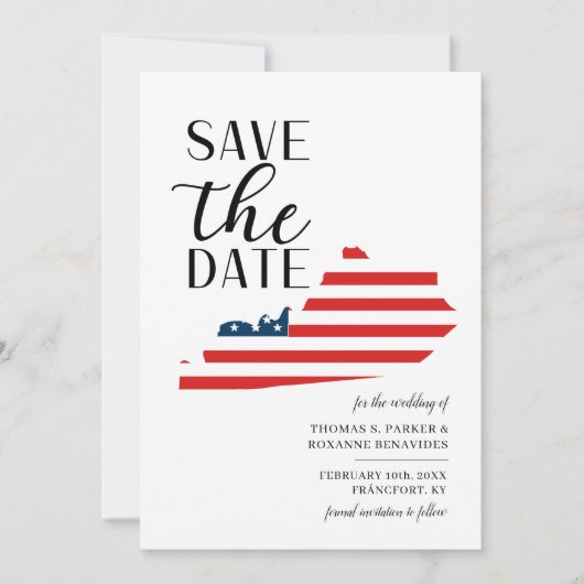 Patriottische Amerikaanse staat Kentucky Destinati Save The Date (Voorkant)