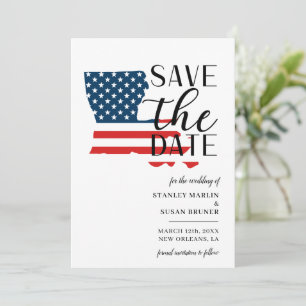 Patriottische Amerikaanse staat Louisiana huwelijk Save The Date