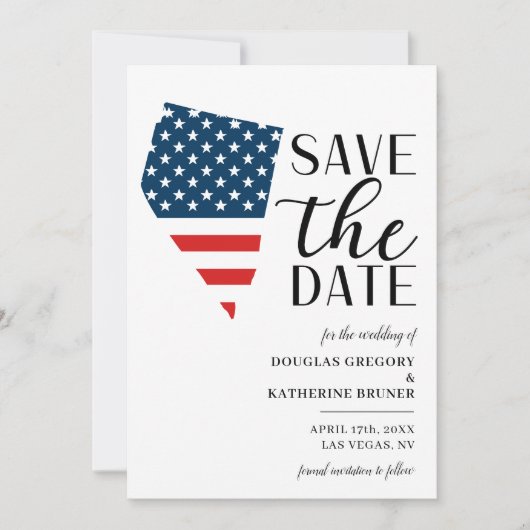 Patriottische Amerikaanse staat Nevada bestemming Save The Date (Voorkant)