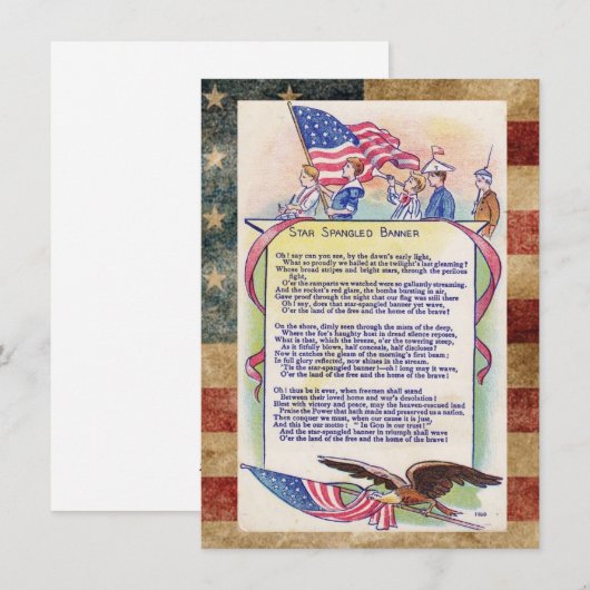 Patriottische Amerikaanse Star Spangled Banner Feestdagenkaart (Voorkant / Achterkant)