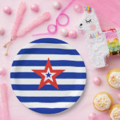 Patriottische Amerikaanse ster op blauwe en witte  Papieren Bordje (Feest)