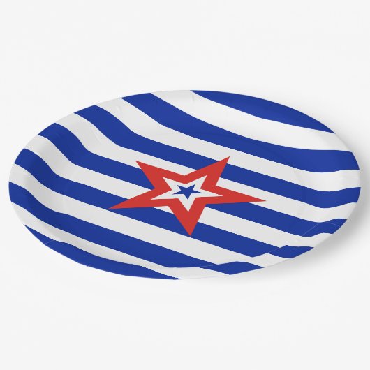 Patriottische Amerikaanse ster op blauwe en witte  Papieren Bordje (Gekanteld)