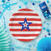 Patriottische Amerikaanse ster op rode en witte st Papieren Bordje (Feest)