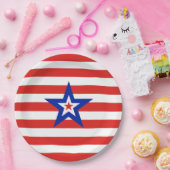 Patriottische Amerikaanse ster op rode en witte st Papieren Bordje (Feest)