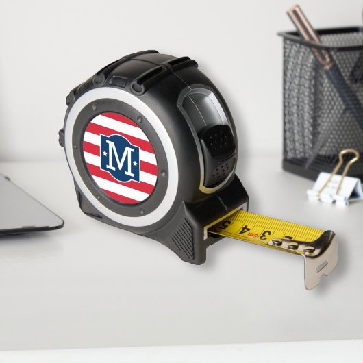 Patriottische Amerikaanse Strepen Monogram Eerste Rolmaat