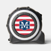 Patriottische Amerikaanse Strepen Monogram Eerste Rolmaat (Voorkant)