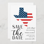 Patriottische Amerikaanse Texas Bestemming Trouwlo Save The Date (Voorkant / Achterkant)