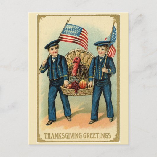 Patriottische Amerikaanse Thanksgiving Turkije in  Briefkaart (Voorkant)