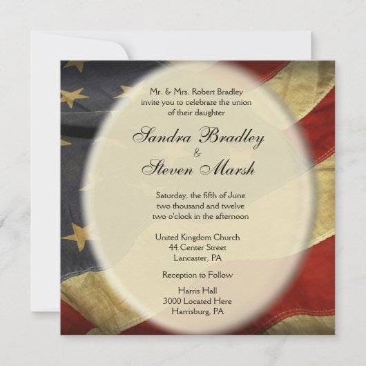Patriottische Amerikaanse uitnodiging tot weddensc (Voorkant)