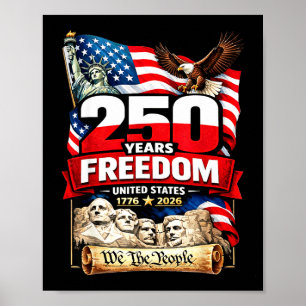 Patriottische Amerikaanse vlag 250 jaar vrijheid Poster