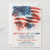 Patriottische Amerikaanse Vlag 4 juli BBQ Party Kaart (Voorkant)