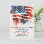 Patriottische Amerikaanse Vlag 4 juli BBQ Party Kaart (Staand voorkant)