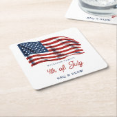 Patriottische Amerikaanse vlag 4 juli Familiereüni Kartonnen Onderzetters (Schuin)