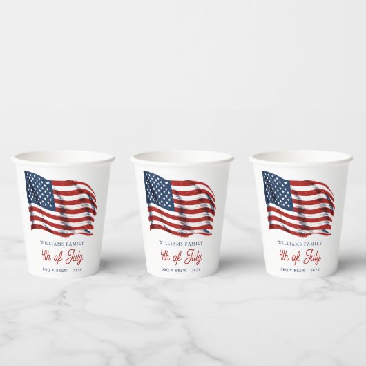 Patriottische Amerikaanse vlag 4 juli Familiereüni Papieren Bekers (Multi)