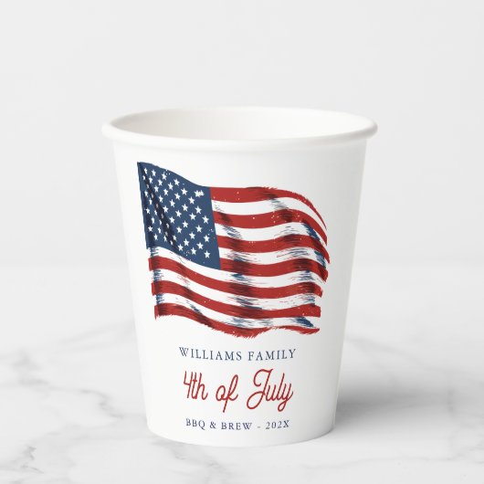 Patriottische Amerikaanse vlag 4 juli Familiereüni Papieren Bekers (Voorkant)