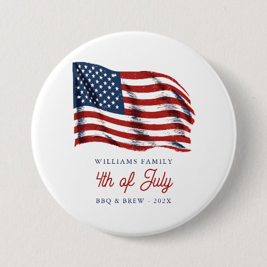 Patriottische Amerikaanse vlag 4 juli Familiereüni Ronde Button 7,6 Cm (Voorkant)