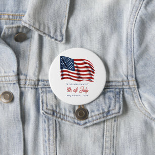 Patriottische Amerikaanse vlag 4 juli Familiereüni Ronde Button 7,6 Cm