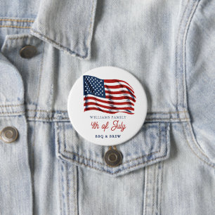 Patriottische Amerikaanse vlag 4 juli Familiereüni Ronde Button 7,6 Cm