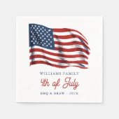 Patriottische Amerikaanse vlag 4 juli Familiereüni Servet (Voorkant)