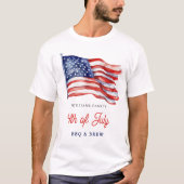 Patriottische Amerikaanse vlag 4 juli Familiereüni T-shirt (Voorkant)