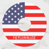 Patriottische Amerikaanse vlag 4 juli feest gewoon Wijnglaslabel (Voorkant)