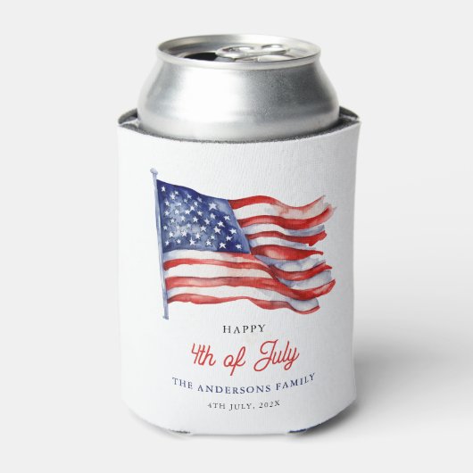 Patriottische Amerikaanse vlag 4 juli Welkomstbord Blikjeskoeler (Blikje Voorkant)