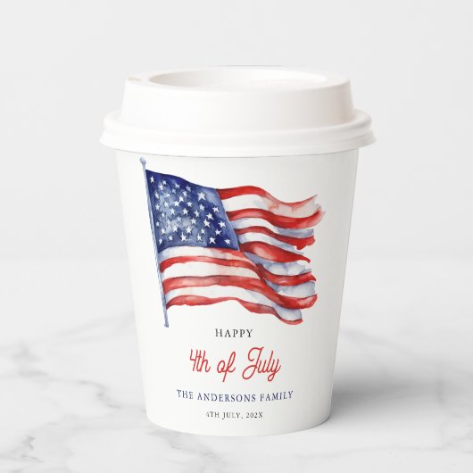 Patriottische Amerikaanse vlag 4 juli Welkomstbord Papieren Bekers (Achterkant)