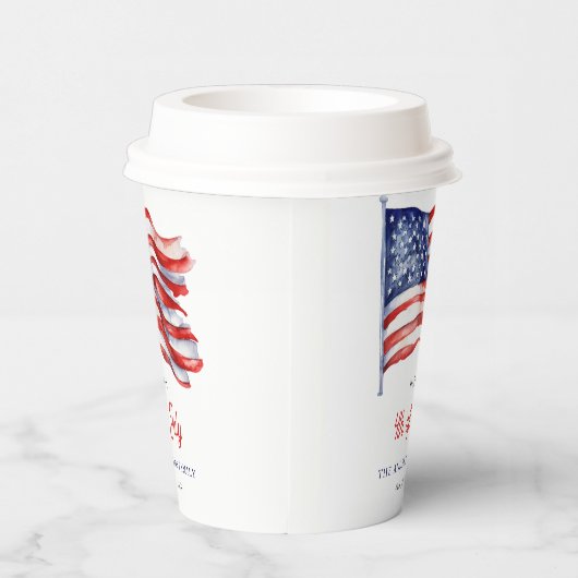 Patriottische Amerikaanse vlag 4 juli Welkomstbord Papieren Bekers (Rechts)