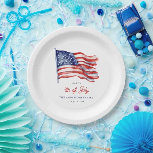 Patriottische Amerikaanse vlag 4 juli Welkomstbord Papieren Bordje (Feest)