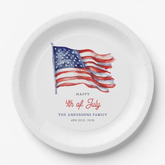 Patriottische Amerikaanse vlag 4 juli Welkomstbord Papieren Bordje (Voorkant)