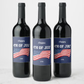 Patriottische Amerikaanse vlag 4 juli Wijn Etiket (Flessen)