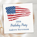 Patriottische Amerikaanse vlag 50th Birthday Party Servet<br><div class="desc">Patriottische Amerikaanse vlag Militaire Dagen Party Napkins. Gastheer je patriottische verjaardagsfeestje bij deze Amerikaanse vlagpatriottische amerikaanse vlaggenpartij napkins. Amerikaanse vlag modern rood wit en blauw design. Deze servetten van een militaire partij zijn ook perfect voor militaire afstudeerpartijen, pensionering, soldaat die van huis gaat, soldaat die thuispartij heet. Bekijk ons collectie...</div>