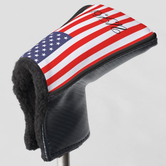 Patriottische Amerikaanse vlag, aangepast golfafde Golfheadcover (3/4 voorkant)