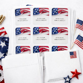 Patriottische Amerikaanse Vlag Aangepaste Bedrijfs Vierkante Sticker