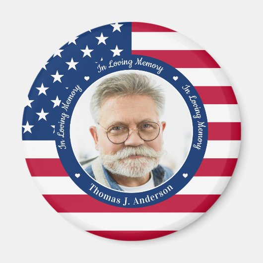 Patriottische Amerikaanse vlag Aangepaste foto Mem Magneet (Voorkant)