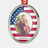 Patriottische Amerikaanse vlag - Aangepaste fotofe Metalen Ornament (Links)