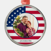 Patriottische Amerikaanse vlag - Aangepaste fotofe Metalen Ornament (Voorkant)