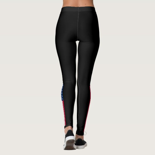 Patriottische Amerikaanse vlag, aangepaste kleur Leggings (Achterkant)