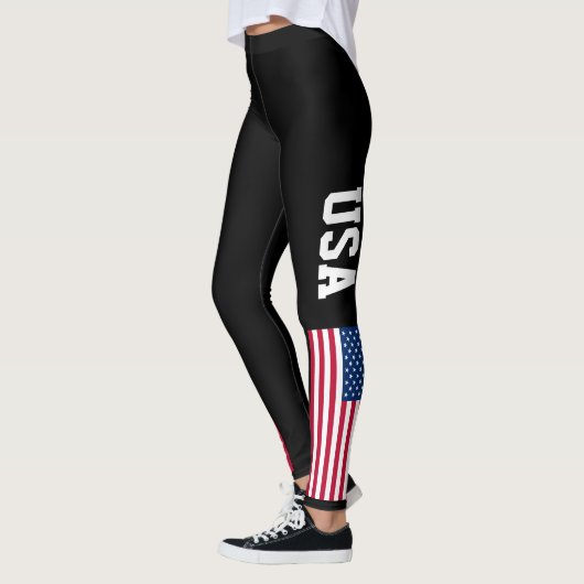 Patriottische Amerikaanse vlag, aangepaste kleur Leggings (Links)