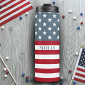 Patriottische Amerikaanse vlag aangepaste naam Thermosbeker