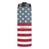 Patriottische Amerikaanse vlag aangepaste naam Thermosbeker (Voorkant)
