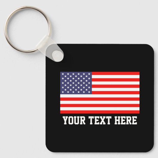 Patriottische Amerikaanse vlag aangepaste sleutelh Sleutelhanger (Voorkant)