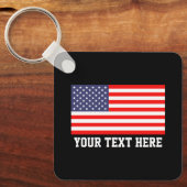 Patriottische Amerikaanse vlag aangepaste sleutelh Sleutelhanger (Voorkant)