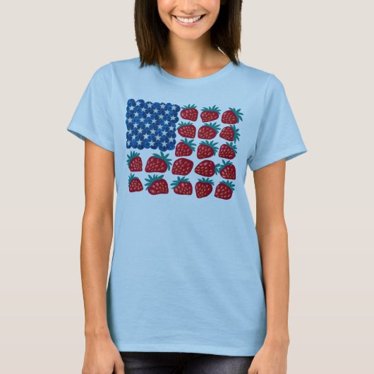 Patriottische Amerikaanse vlag Aardbei Blueberry A T-shirt (Voorkant)