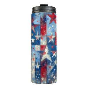 Patriottische Amerikaanse vlag Abstracte kunst Thermosbeker