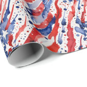 Patriottische Amerikaanse vlag Abstracte verf spla Cadeaupapier (Rol Hoek)