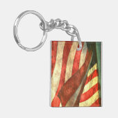 Patriottische Amerikaanse Vlag Acryl Sleutelhanger (Voorkant Links)