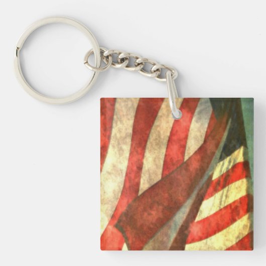 Patriottische Amerikaanse Vlag Acryl Sleutelhanger (Voorkant)
