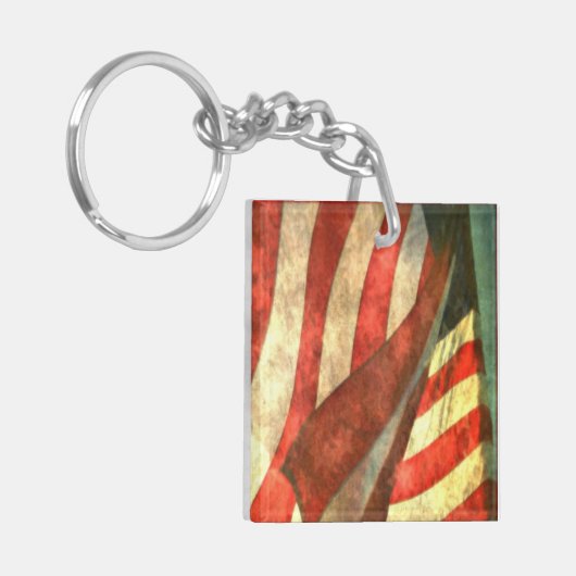 Patriottische Amerikaanse vlag Acrylische Sleutelh Sleutelhanger (Voorkant Links)